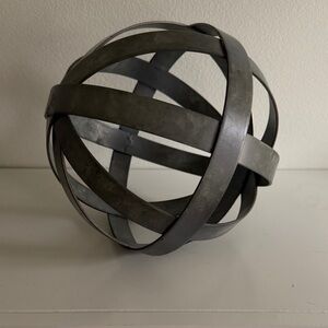 Modern Gray Metal Sphere Sculpture